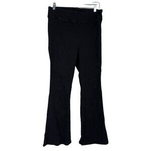 Frame Women 2 The Jet Set Flare Jeans Pull On Sheen Noir Black Stretch Denim